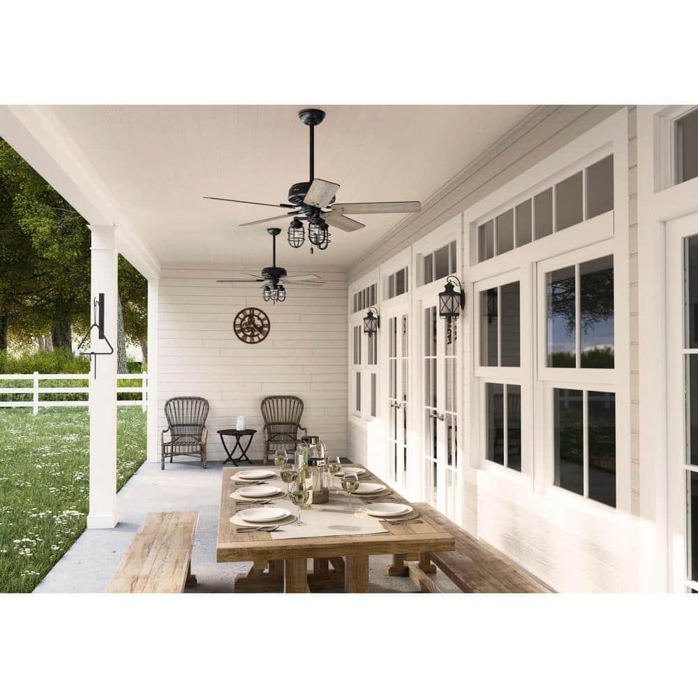 Hunter Port Isabel 52 in LED IndoorOutdoor Matte Black Ceiling Fan with Light Kit