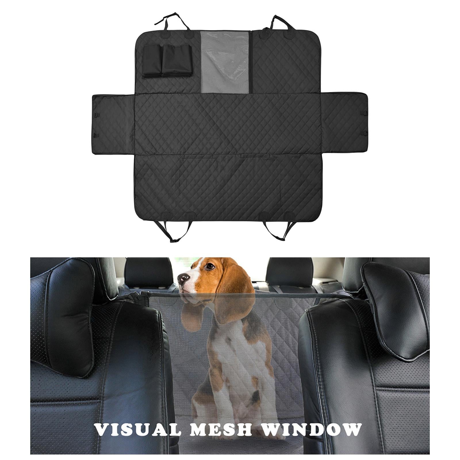 Water Dog Seat Cover Nonslip Pet Seat Cover Zipper Pockets Dog Covers cars and trucks Suv's Backing Backseat mat - Black