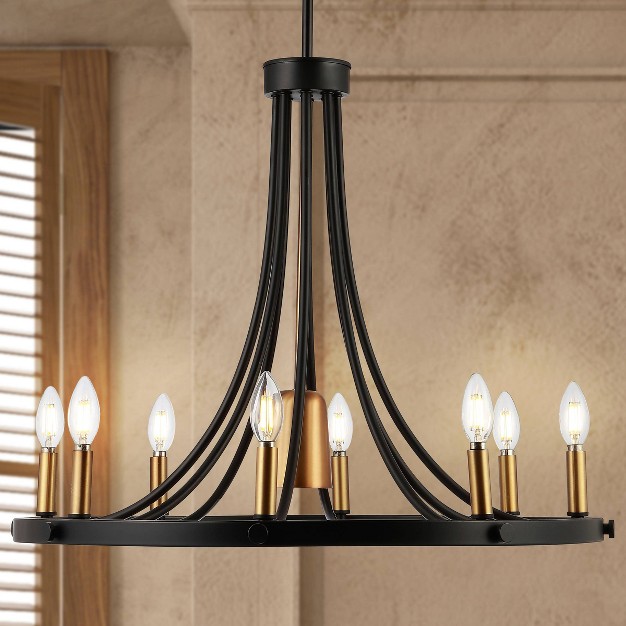 9 light Led Adjustable Iron Urbanna Transitional Modern Chandelier Black gold Jonathan Y