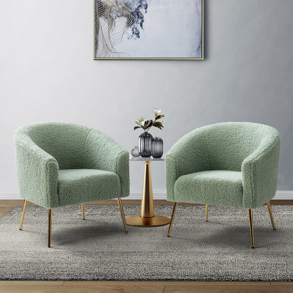 30 quotPolyester Barrel Chair With Metal Legs  Set of 2   Midcentury   Armchairs And Accent Chairs   by Karat Home  Houzz