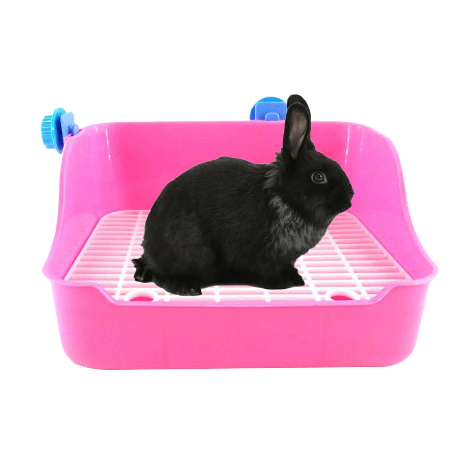 Litter Tray Toilet，Rabbit Litter Box for Cage Corner ，Pet Litter Pan Trainer Bunny Litter Box Cleaner，corner large toilet guinea rats Small Animal，Hamster Chinchilla Ferret Pink