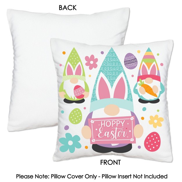 Big Dot Of Happiness Easter Gnomes Spring Bunny Party Home Decorative Canvas Cushion Case Throw Pillow Cover 16 X 16 Inches