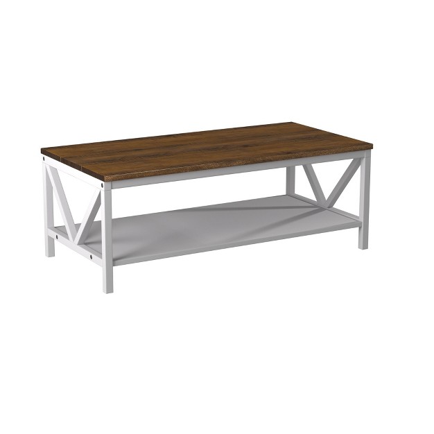 Two tone Distressed Wood Transitional Coffee Table Saracina Home