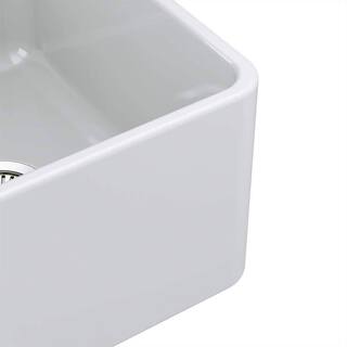 FINE FIXTURES Sutton White Fireclay 24 in. Single Bowl Farmhouse Apron Kitchen Sink FC2418SU