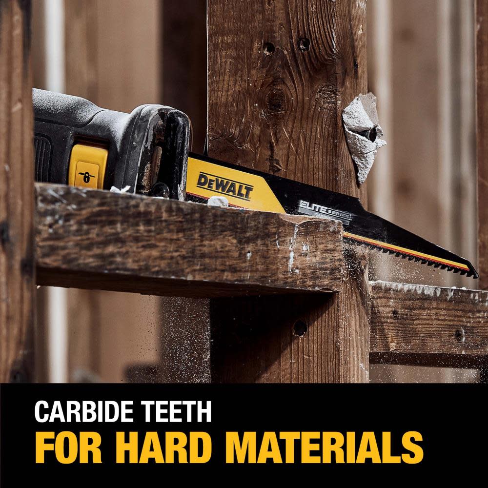 DEWALT ELITE SERIES Reciprocating Saw Blade 1pk Carbide Tipped 6 6 TPI Demolition ;