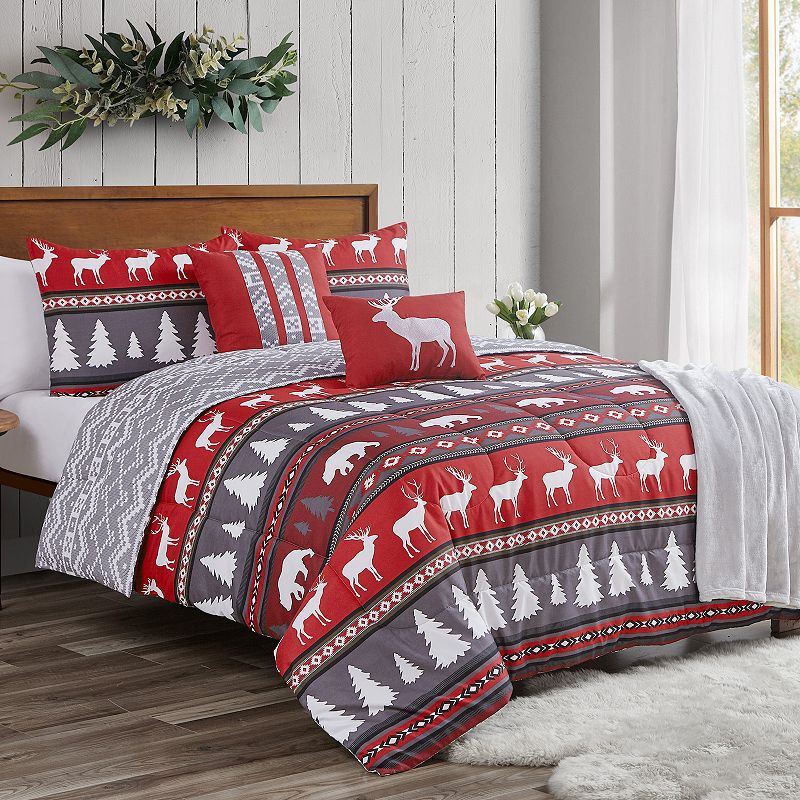 Threaded Crescent Lodge 6-Piece Comforter Set with Pillows