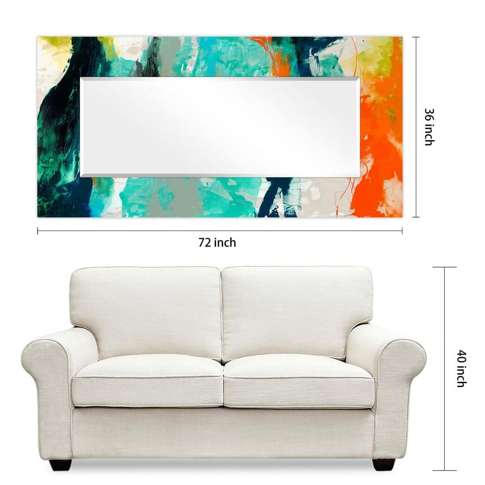 Empire Art Direct 72 in. x 36 in. Tidal Abstract Rectangle Framed Printed Tempered Art Glass Beveled Accent Mirror TAM-108454-7236