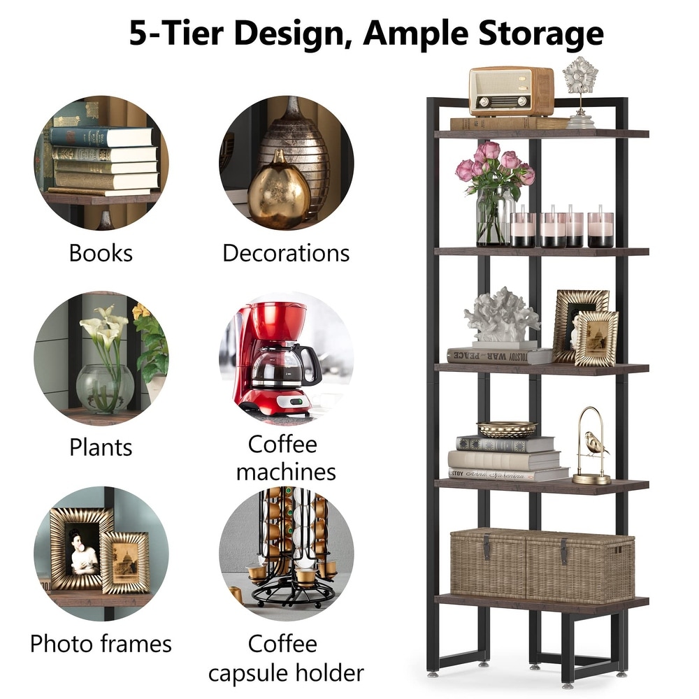 5 Tier Industrial Corner Bookshelf Corner Shelf for Home Office