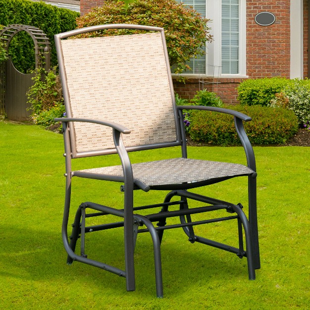 Costway Patio Swing Single Glider Chair Rocking Seating Steel Frame Garden Furni Brown