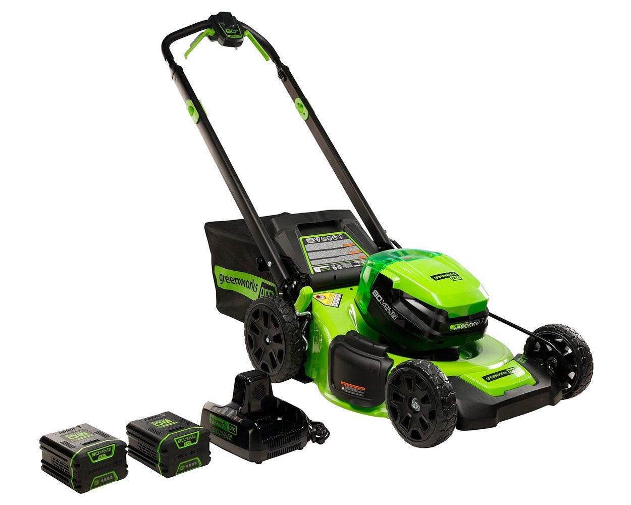 80V 21'' Self Propelled Lawn Mower  (2) 4.0 Ah Batteries | Greenworks Tools