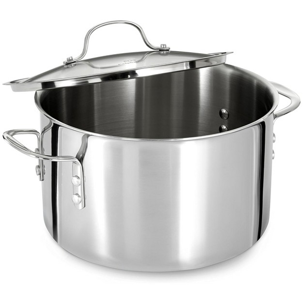 Calphalon 8 Quart Tri ply Stainless Steel Stock Pot With Lid And Aluminum Core