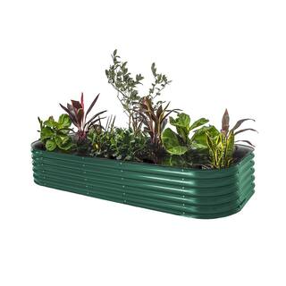 vego garden 17 in. 10-In-1 Modular British Green Metal Raised Garden Bed Kit VB10N117BG