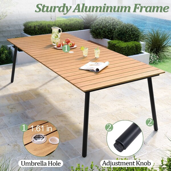 Outdoor 9 Piece Patio Dining Set Rectangle Aluminum Dining Table with Chairs