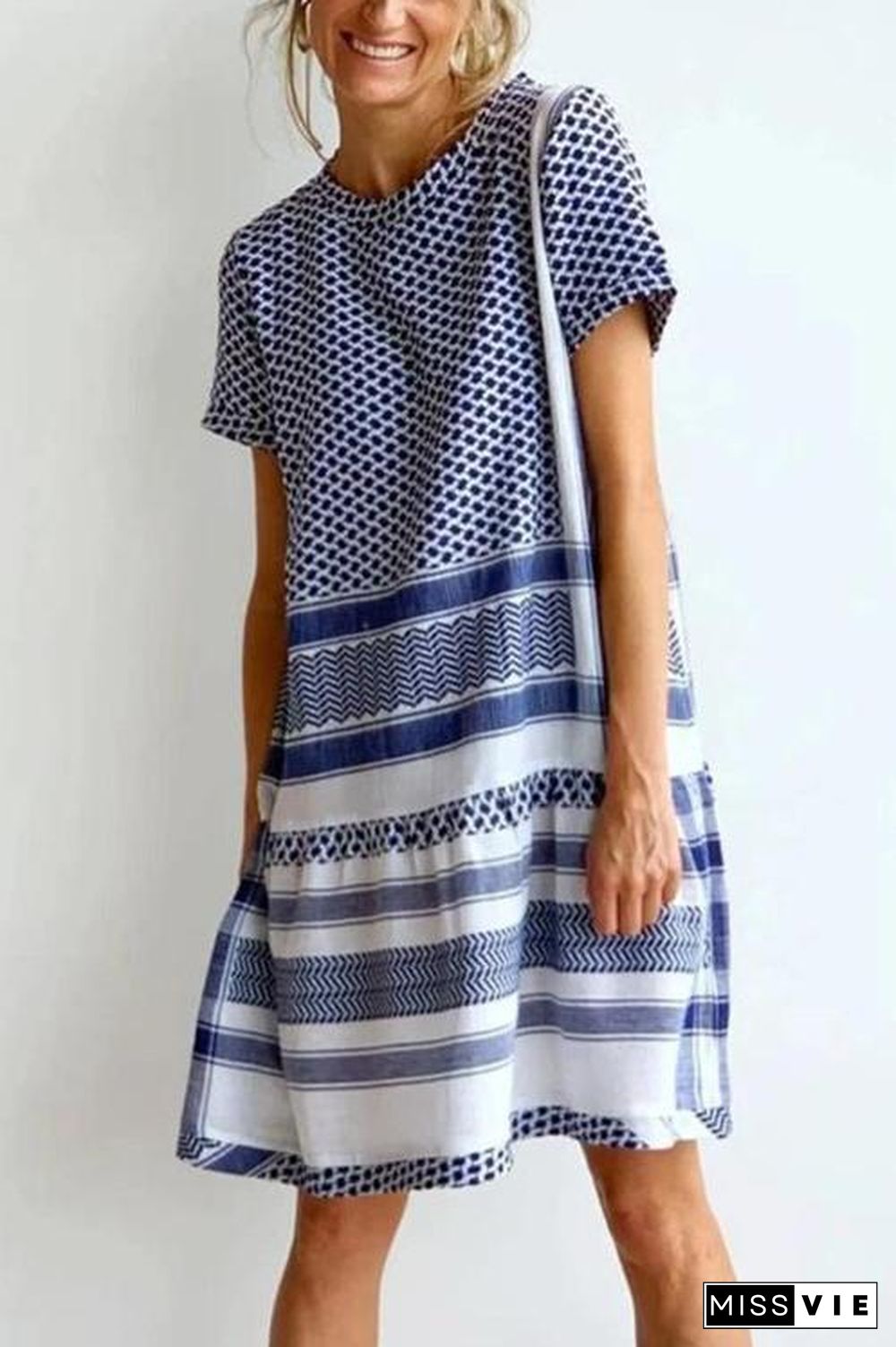 Print Short Sleeve Loose Dress