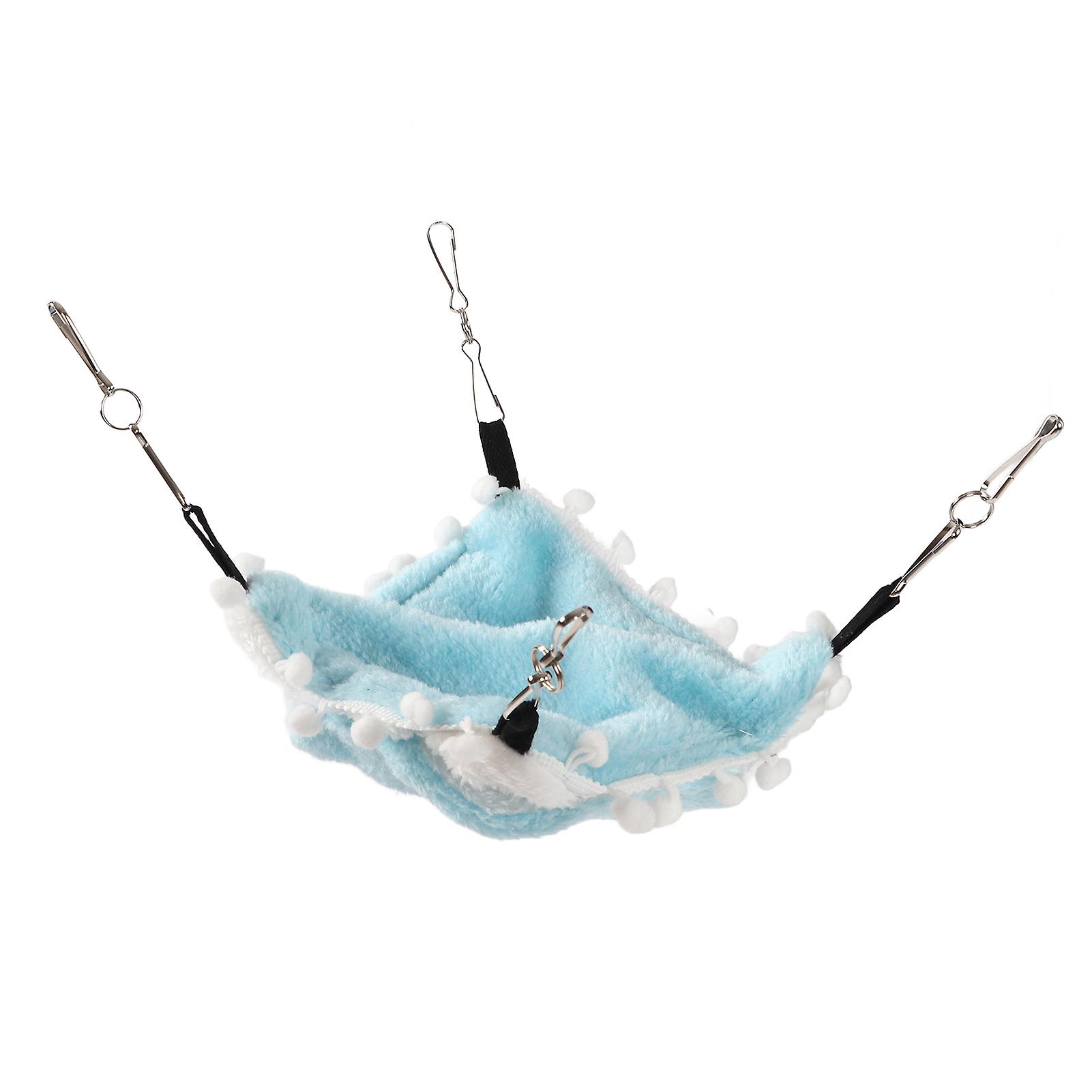 Pet Cage Hammock Plush Warm Double Layer Small Animals Swing Bed With Hook For Hamsters Squirrelss Blue