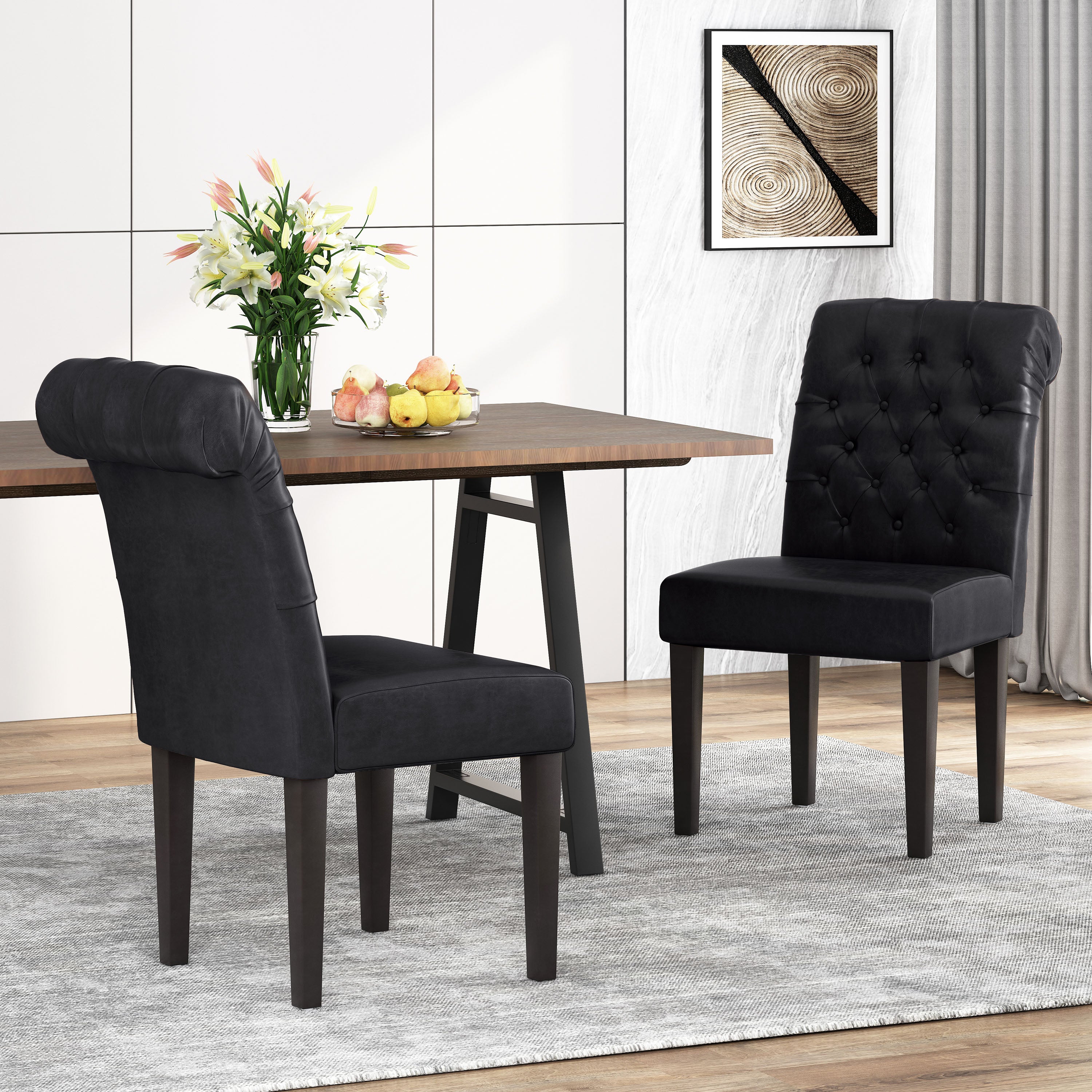 Emerson Contemporary Tufted Rolltop Dining Chairs, Set of 2