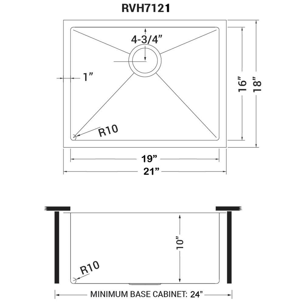 Ruvati Gravena 16 Gauge Stainless Steel 21 in. Undermount Bar Sink RVH7121