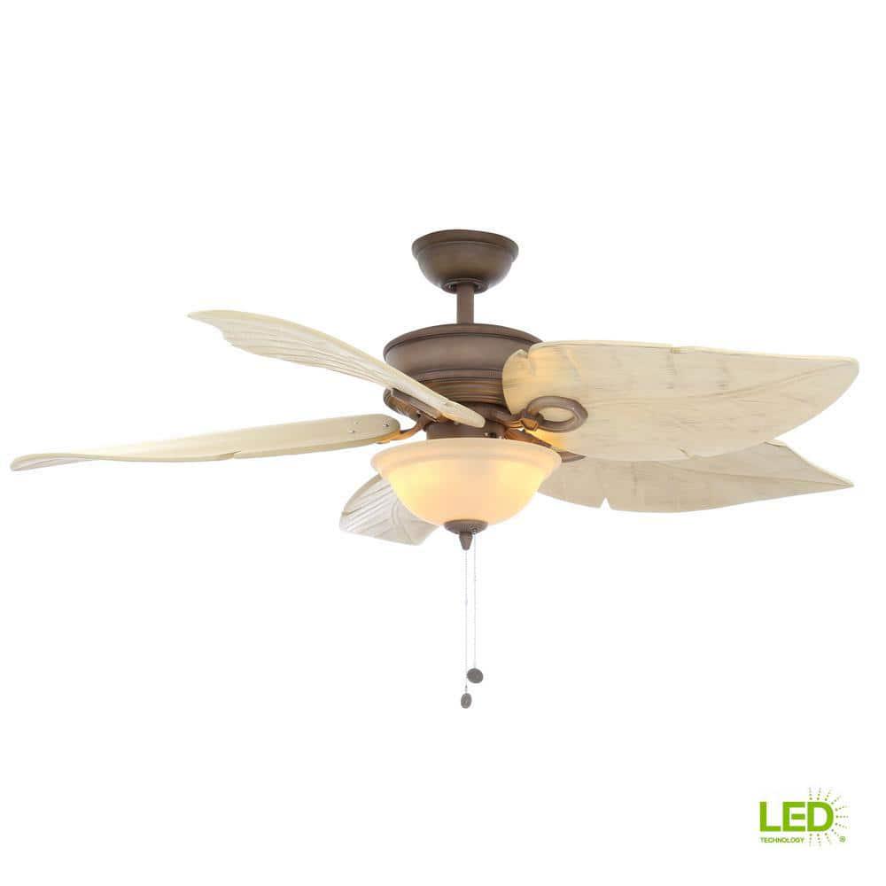 Hampton Bay Costa Mesa 56 in LED IndoorOutdoor Weathered Zinc Ceiling Fan with Light Kit