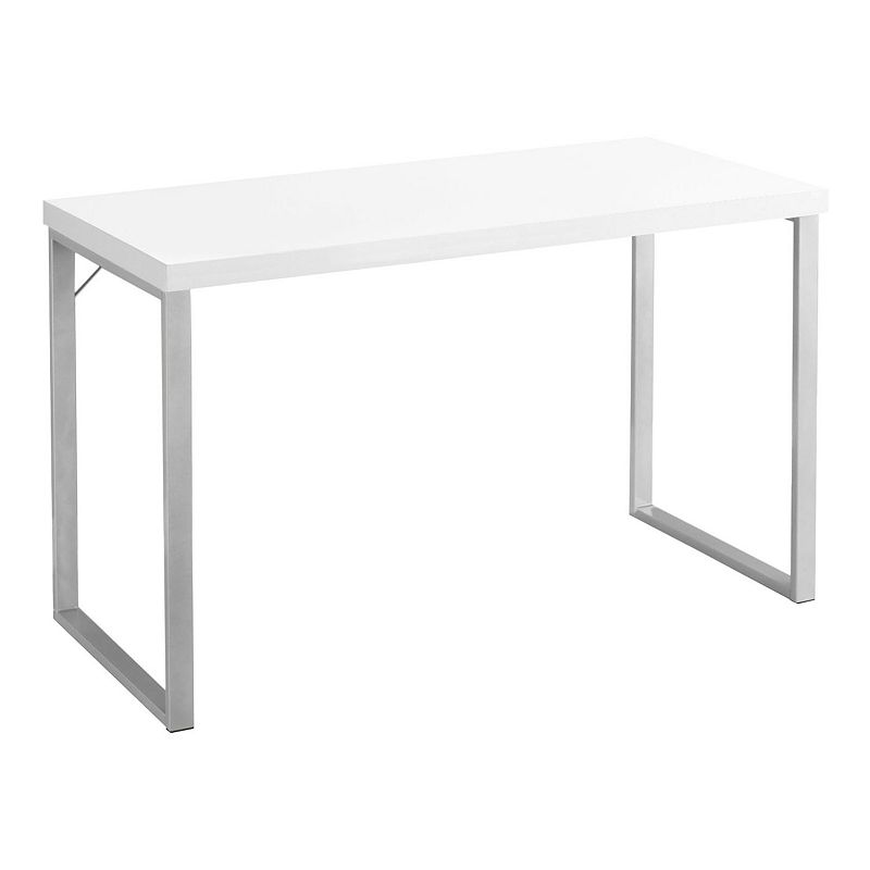 47.25 White and Silver Contemporary Rectangular Computer Desk