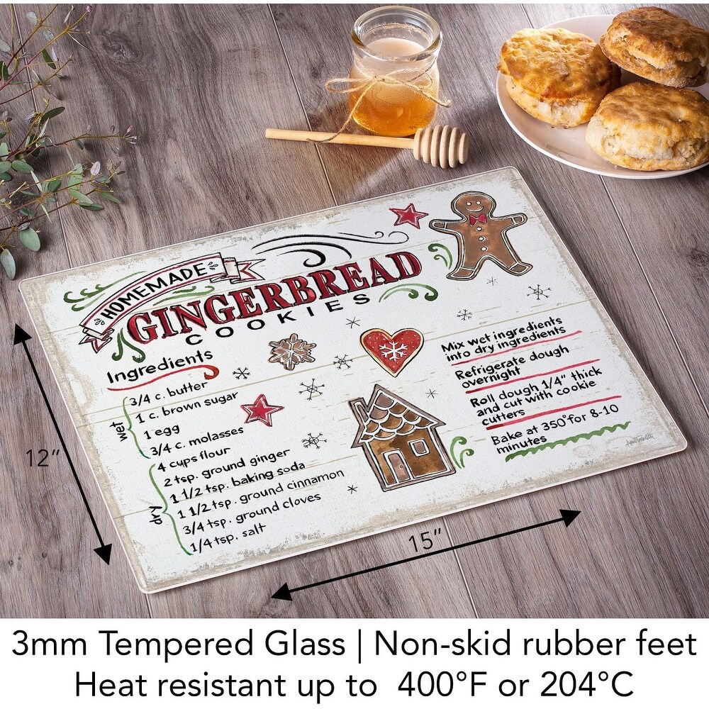 CounterArt Holiday Treats Decorative 3mm Heat Tolerant Tempered Glass Cutting Board 15\