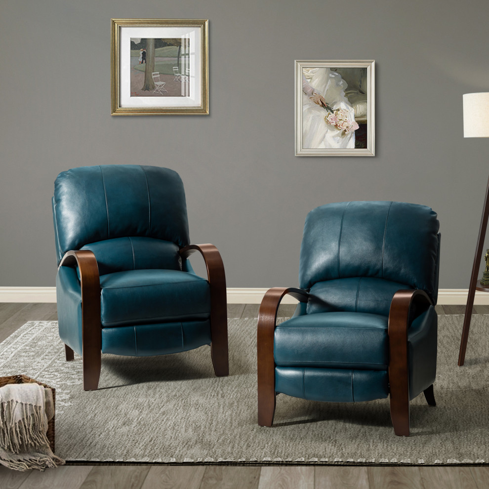 Amanda Genuine Leather Manual Recliner  Set of 2   Contemporary   Recliner Chairs   by Karat Home  Houzz