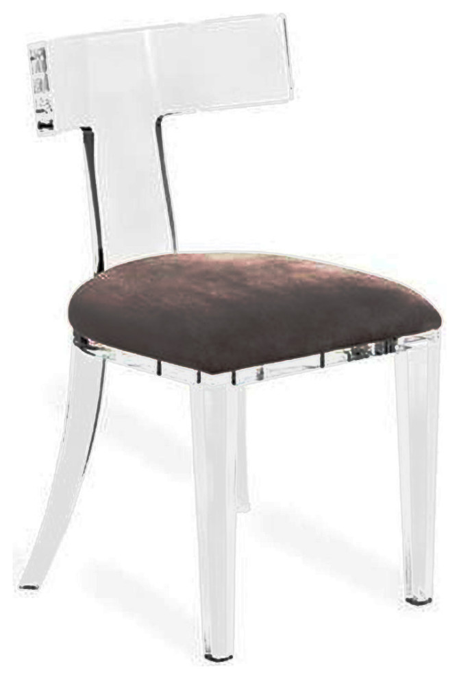 Duchess Modern Acrylic Dining Chair With Velvet Seat Set of 2   Contemporary   Dining Chairs   by Casa Styles  Houzz