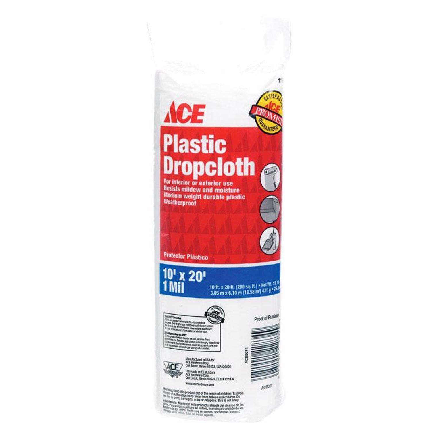 Ace 10 ft. W X 20 ft. L X 1 mil Plastic Drop Cloth 1 pk