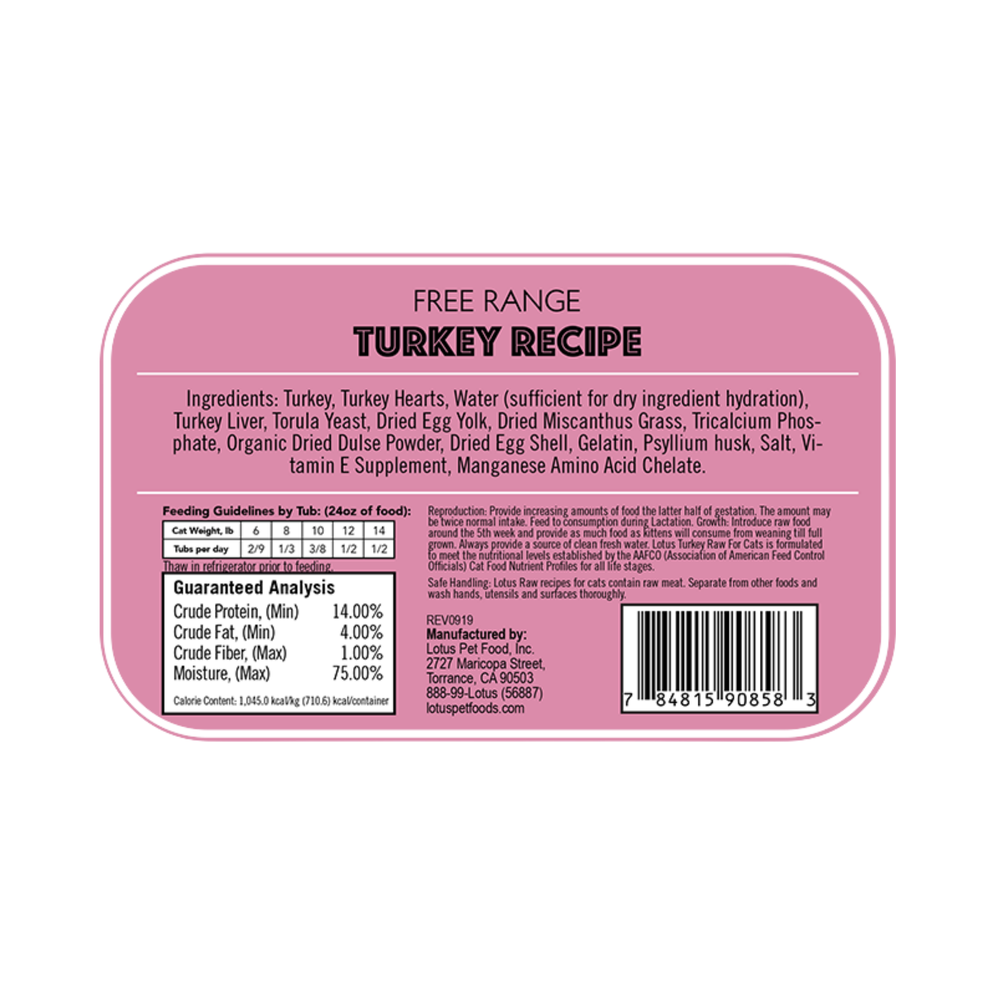 Lotus Raw Frozen Cat Food Turkey