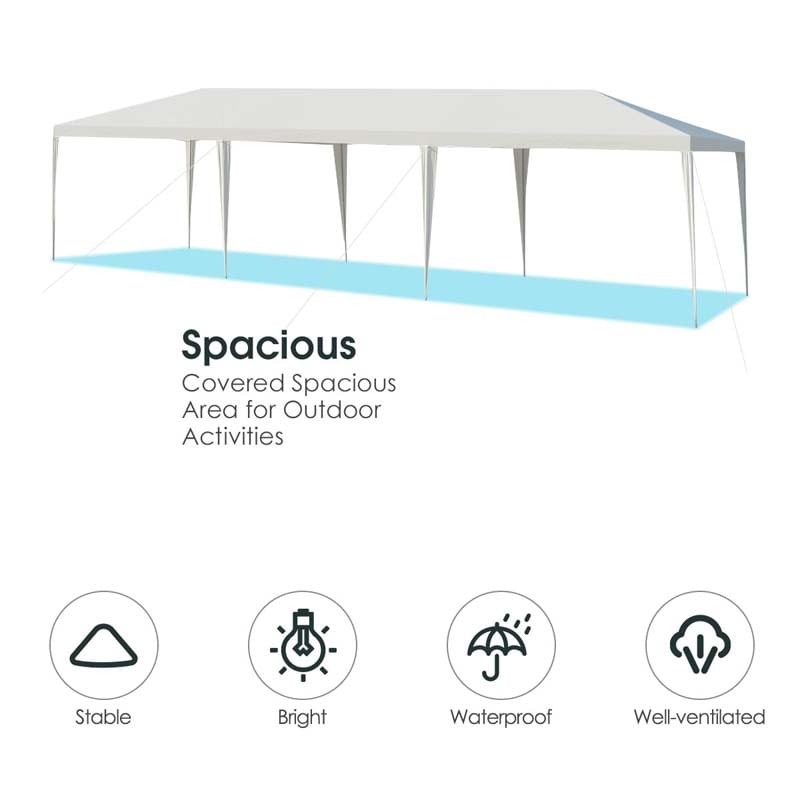 10 x 30 FT Outdoor Gazebo Canopy Tent Party Wedding Event Tent with Strong Connection Stakes & Ropes