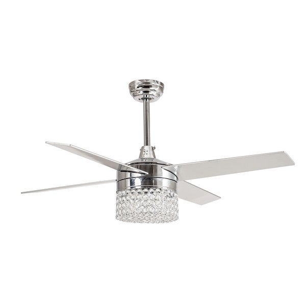 Modern Chrome 4-Blades LED Crystal Ceiling Fan with Remote - 48 Inches Shopping - The Best Deals on Ceiling Fans | 37240647