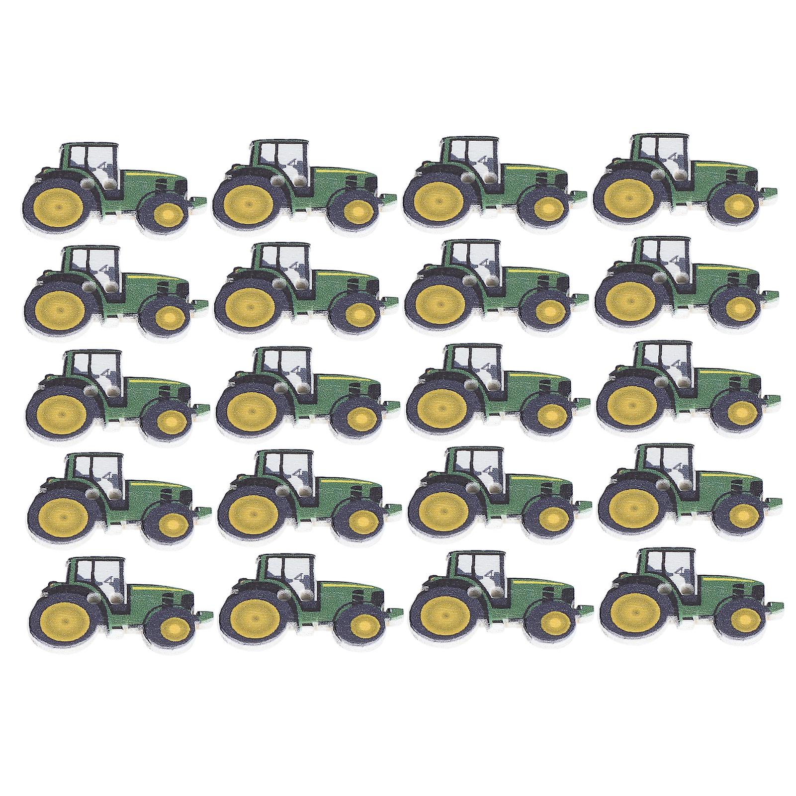 150pcs Wooden Button Cute Cartoon Tractor Painting Christmas Decoration For Clothes Backpack Wall Door