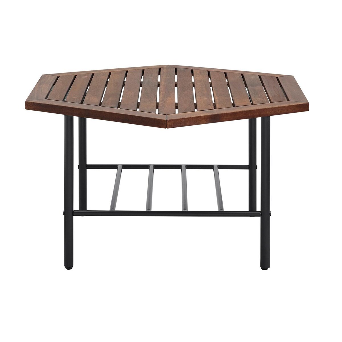 Ultimate Patio Land Bay 35 X 30 Inch Hexagonal Acacia and Steel Patio Coffee Table