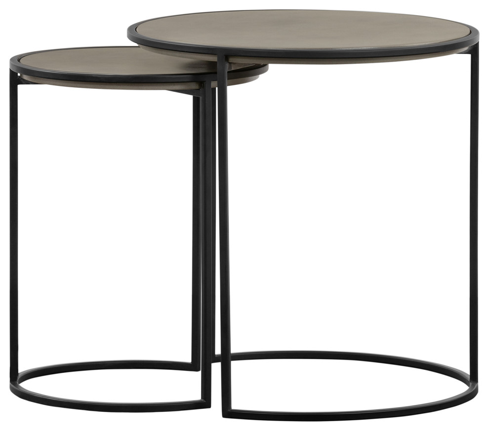 Armen Living Rina 2 Piece Nesting End Table Set  Black   LCRILACCGR   Industrial   Coffee Table Sets   by HedgeApple  Houzz