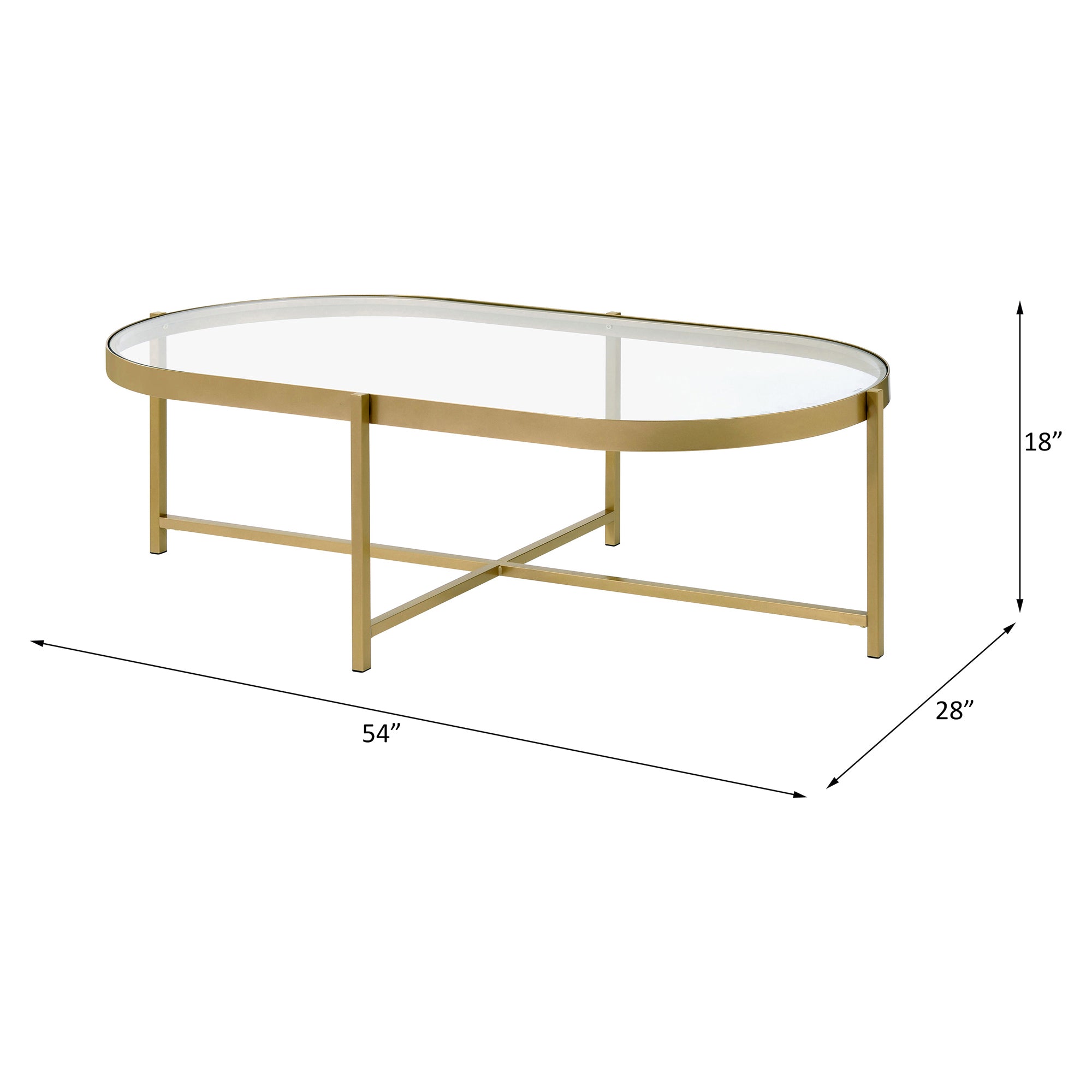 ACME Charrot Oval Coffee Table in Clear and Gold