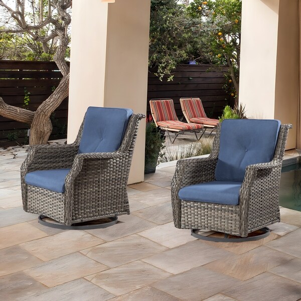 Cozywor Wicker Patio Outdoor Lounge Chair Swivel Rocking Chair (Set of 1)