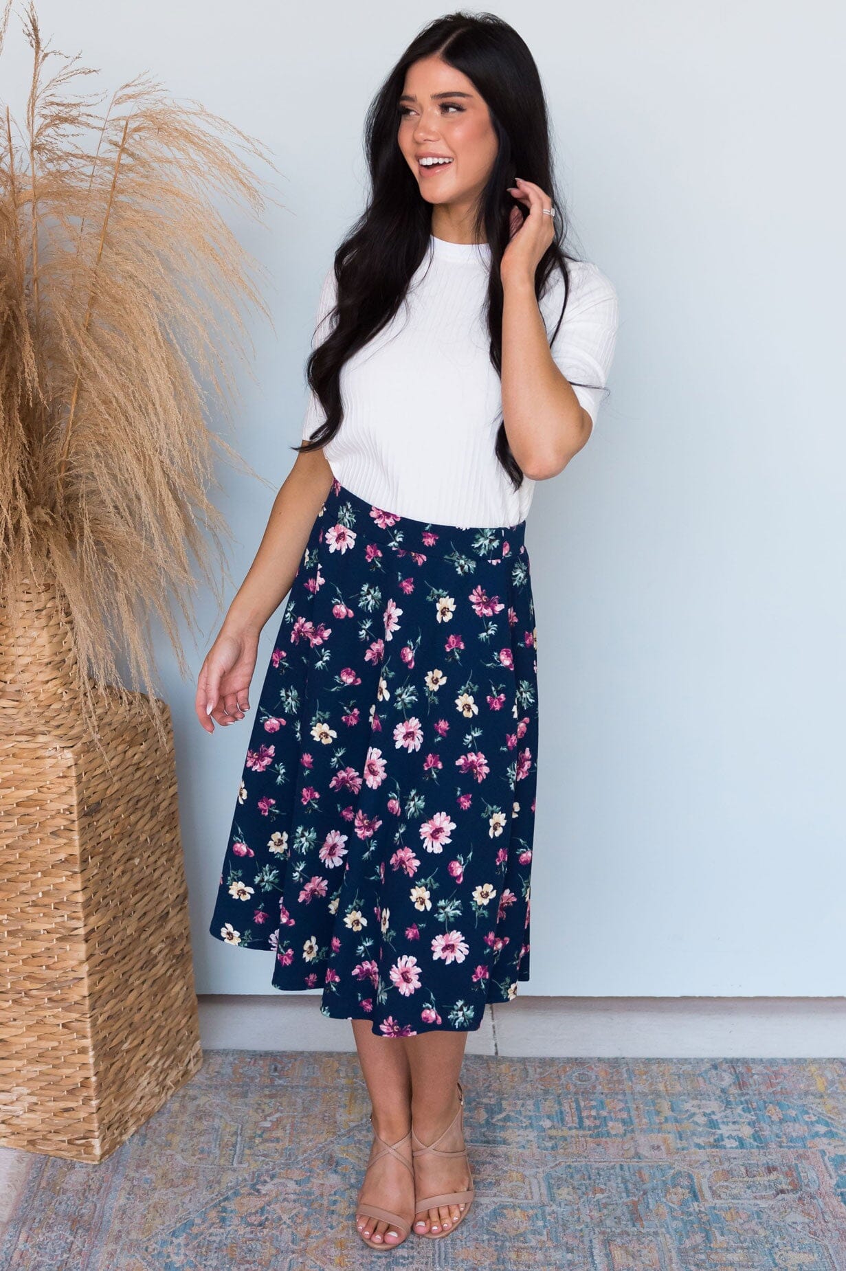 Bouquet of Flowers Modest Circle Skirt