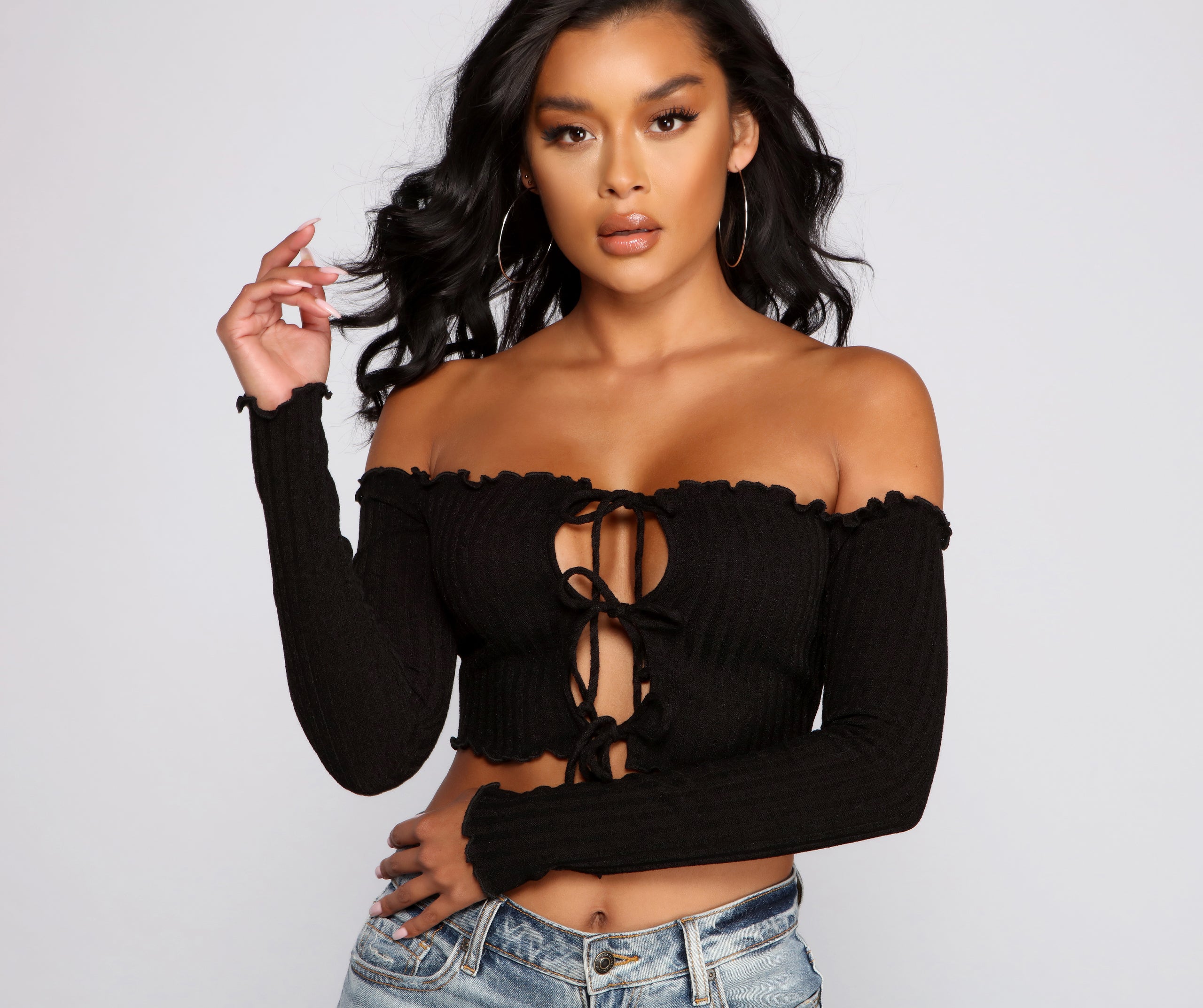 She's So Trendy Off The Shoulder Crop Top