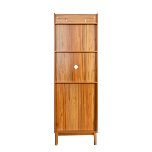 Rattan Door Display Case with drawer and Open Storage Shelves