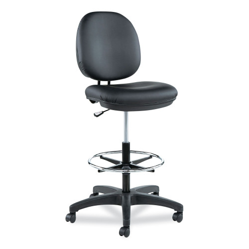 Alera Interval Series Swivel Task Stool， Supports Up to 275 lb， 23.93 to 34.53 Seat Height， Black Faux Leather (IN4616)