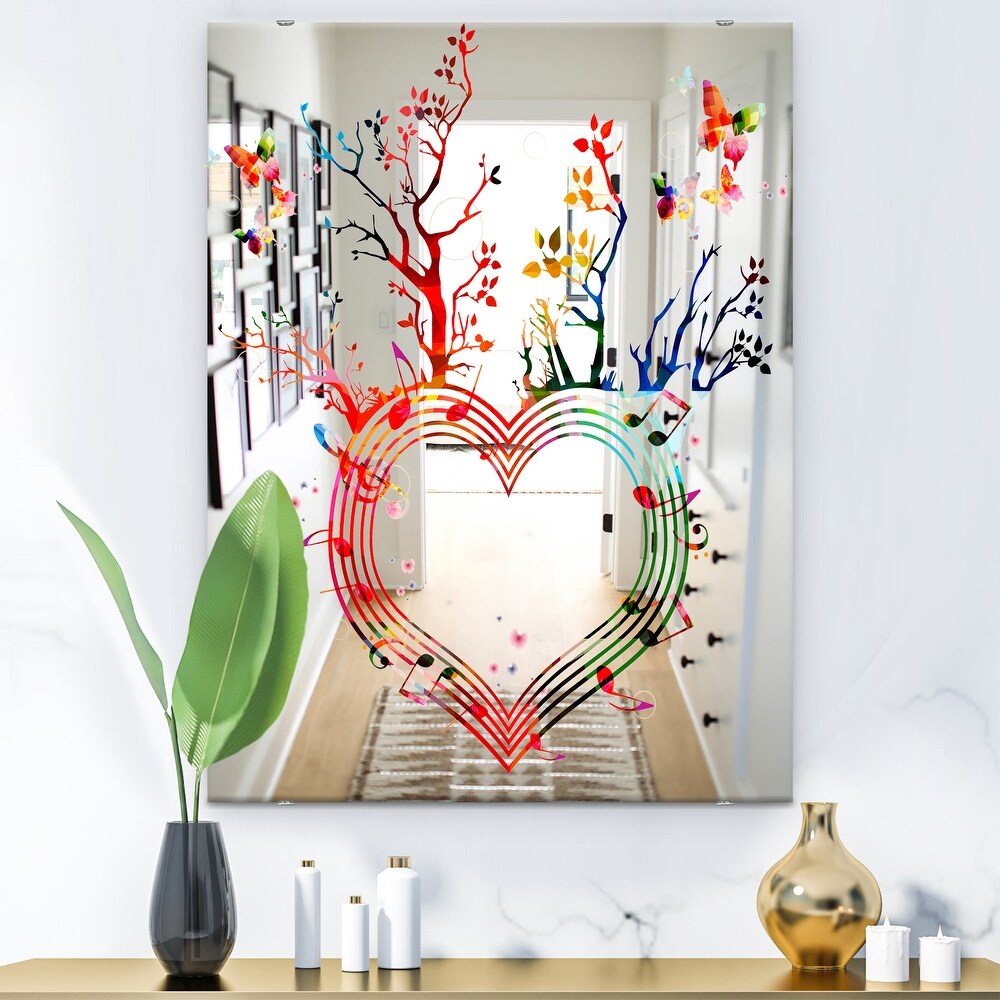 Designart 'Music Notes VI' Traditional Mirror   Large Printed Wall Mirror