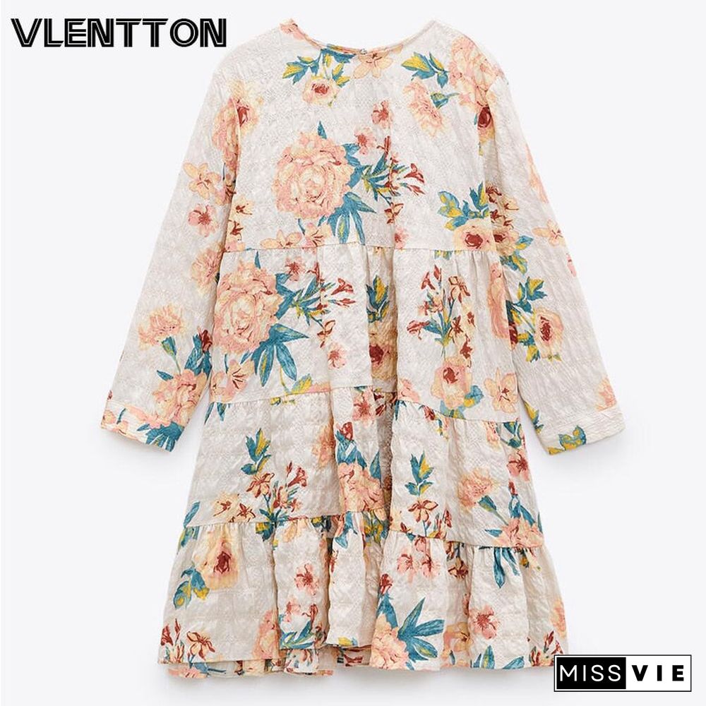 New Spring Summer Women Fashion Vintage Print Dress Casual O-Neck A-Line Sexy Mini Party Dresses Ladies Vestidos Mujer