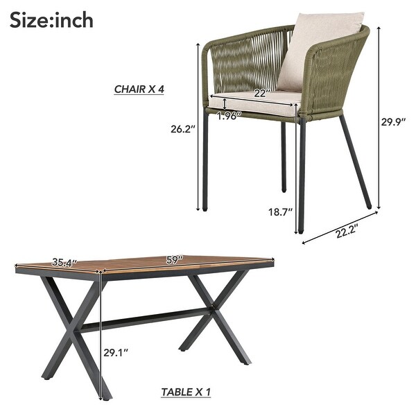 7Pieces Outdoor Dining Set with Chairs and Acacia Wood Tabletop，for Garden，Backyard，Patio