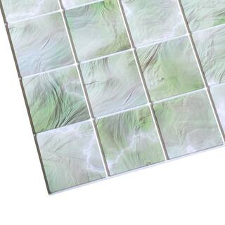 Dundee Deco 3D Falkirk Retro 101000 in. x 38 in. x 19 in. All Shades of Green Faux Pearl Squares PVC Wall Panel TP10009505