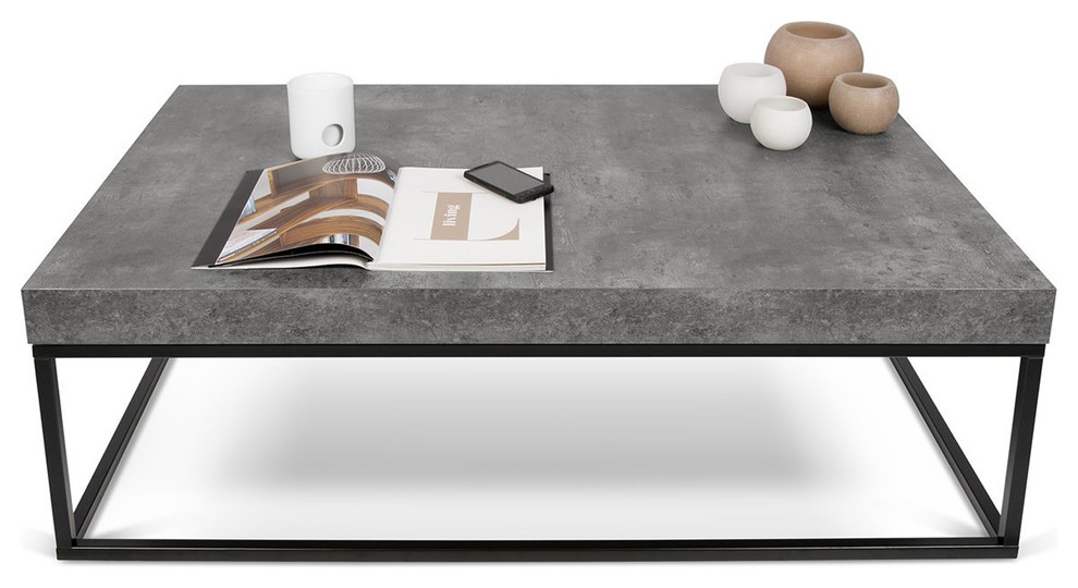 Modern Grey faux Concrete Thick Top Coffee Table   Industrial   Coffee Tables   by Plush Pod Decor  Houzz