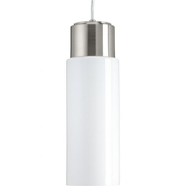 Progress Lighting Neat Collection 1 light Led Pendant Brushed Nickel Polished Opal Glass Shade