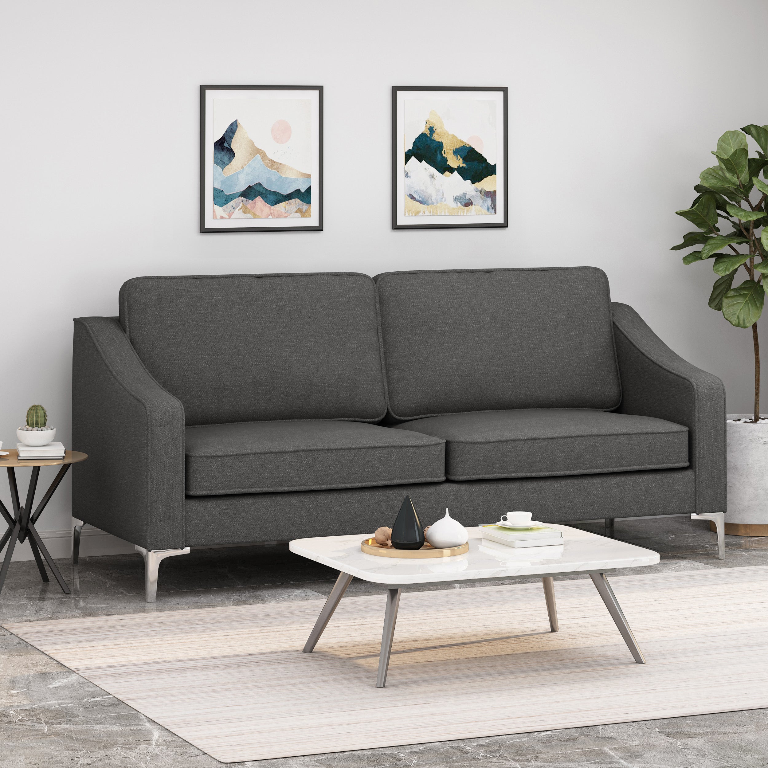 Erick Modern Fabric 3 Seater Sofa