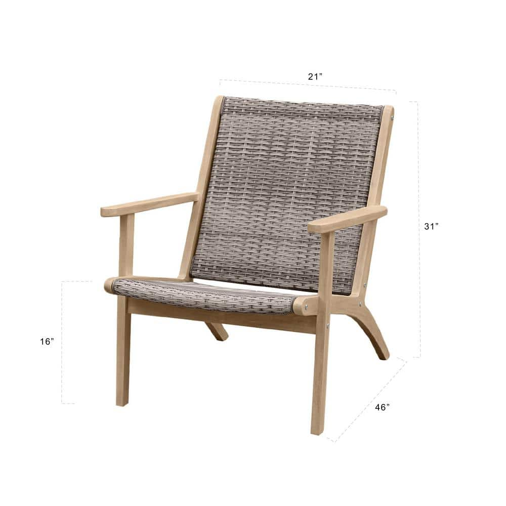 RST BRANDS Imani 3Piece Wood Wicker Patio Conversation Seating Set