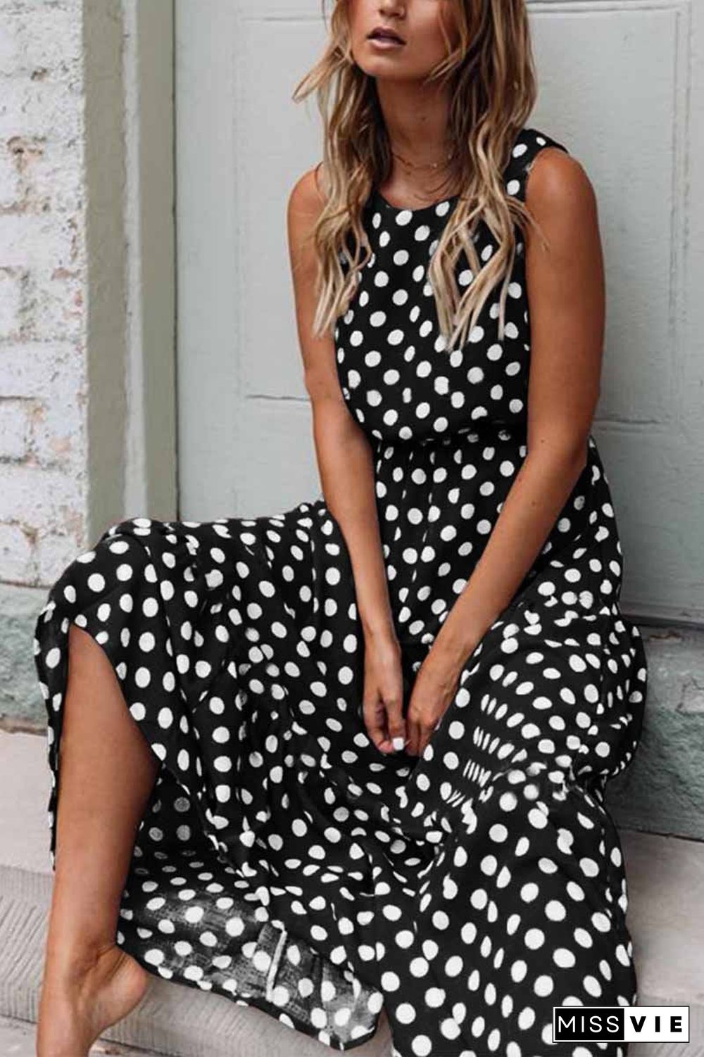 Polka Dot Round Neck Dress(5 colors)