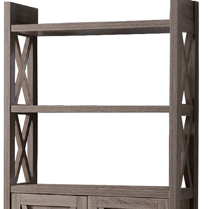 Wooden File Cabinet With 'X' Shaped Cutout Side Panel， Dark Taupe Brown