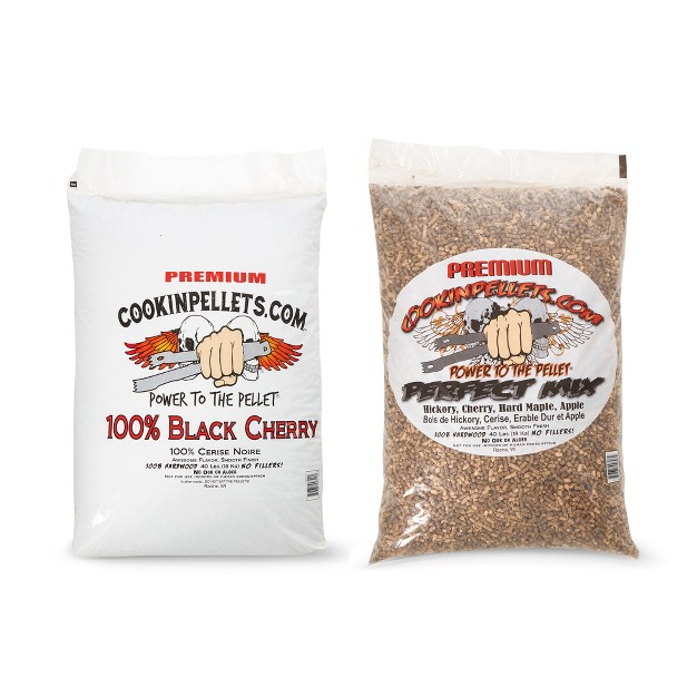 Cookinpellets Black Cherry Smoker Smoking Hardwood Wood Pellets Bundle With Perfect Mix Hickory Cherry Hard Maple Apple Wood Pellets 40 Pound Bags